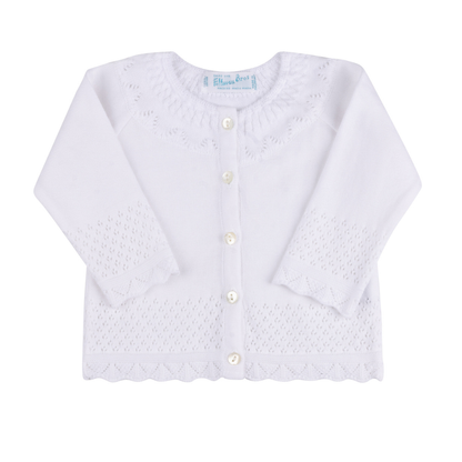 Pointelle Ruffle Knit Cardigan