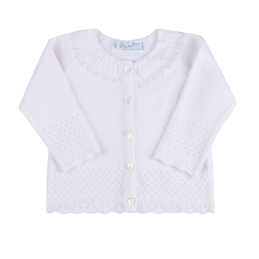 Pointelle Ruffle Knit Cardigan