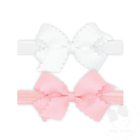 Mini Scallop Bow on Band 2PK - 9972