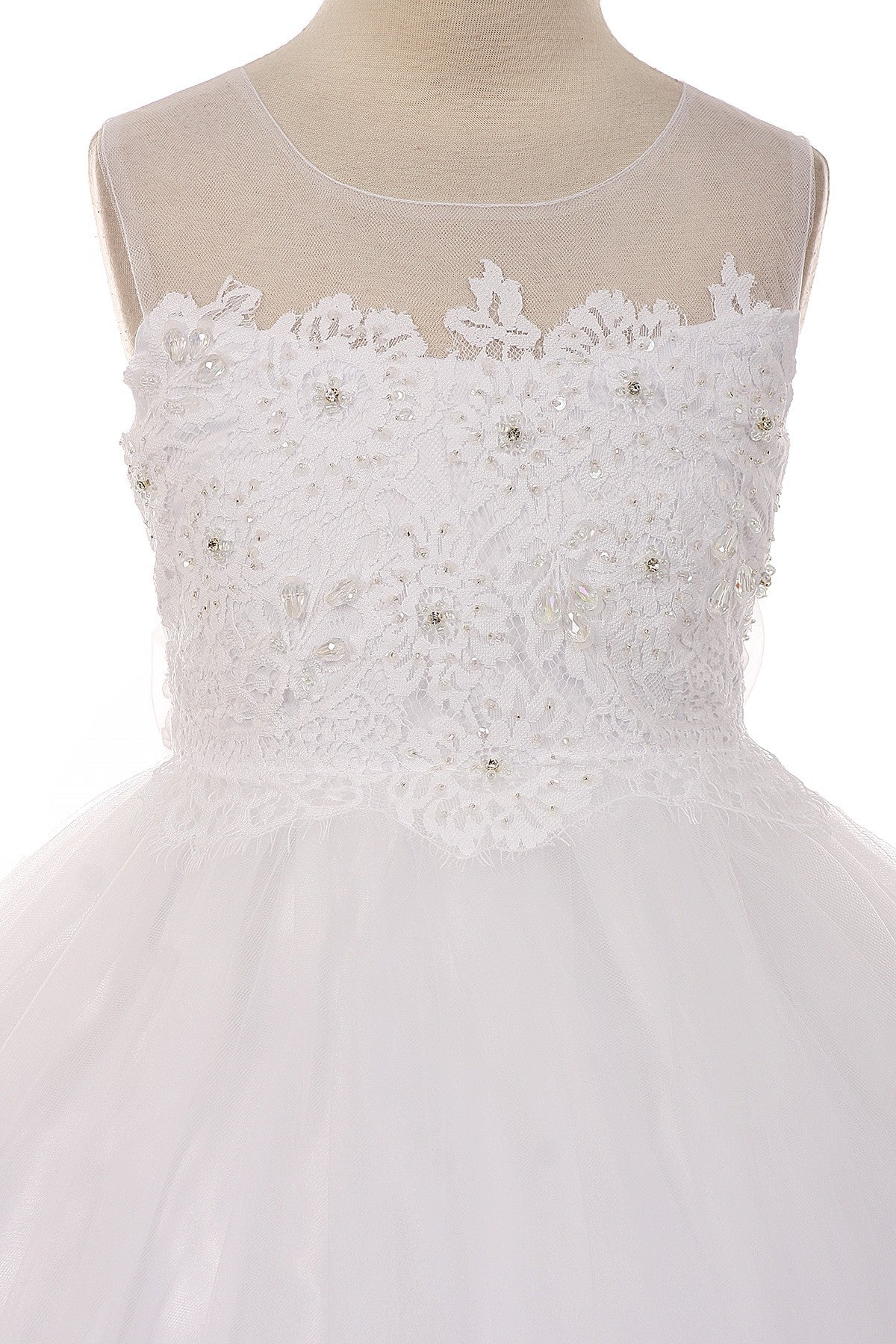 Lace Bateau Dress - White