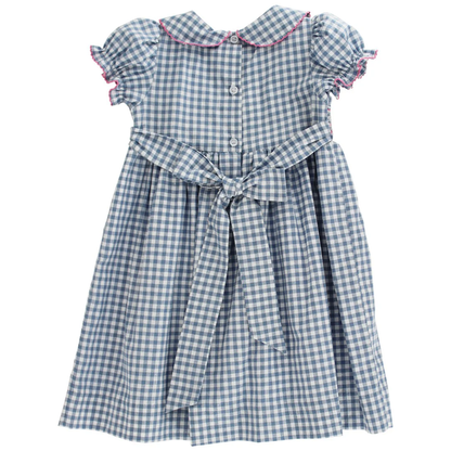 Denim Gingham W/ Pink Geo Dress