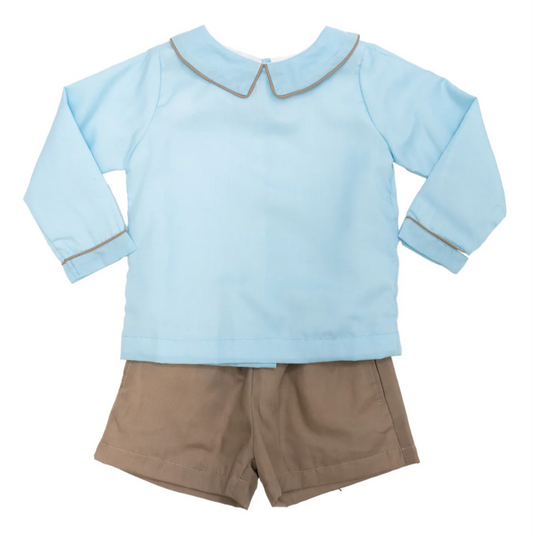 John L/S Set - Tan/Prairie Blue