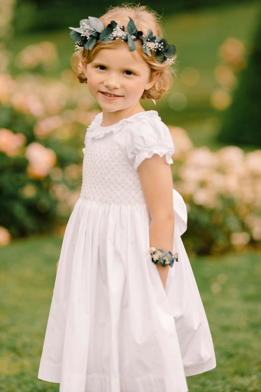 Antoinette White Smocked Dress