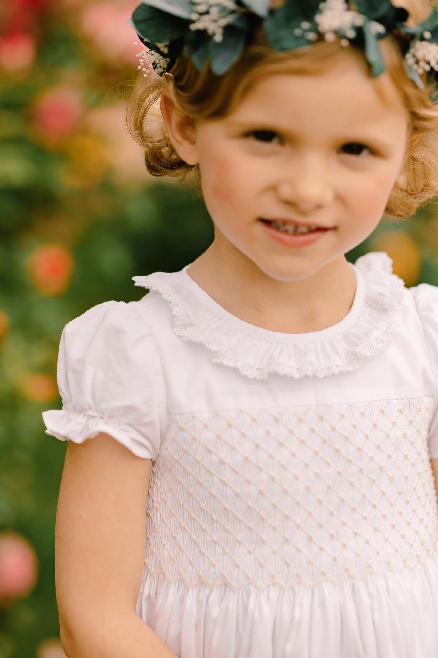 Antoinette White Smocked Dress