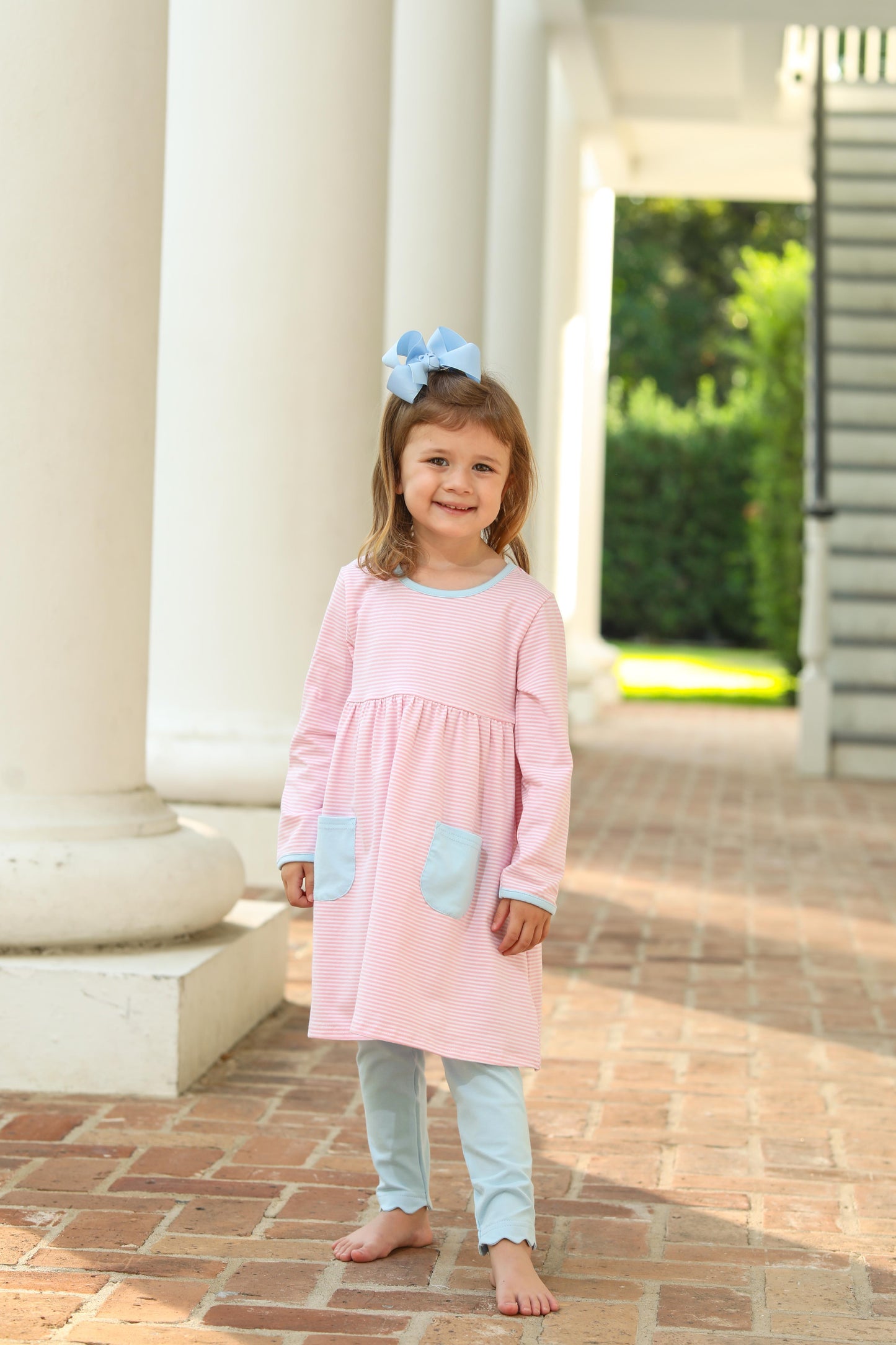 Annie Pants Set - Pink Stripe/Blue