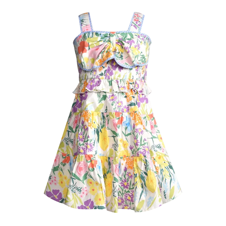 Floral Print Dress W/ Front Bow