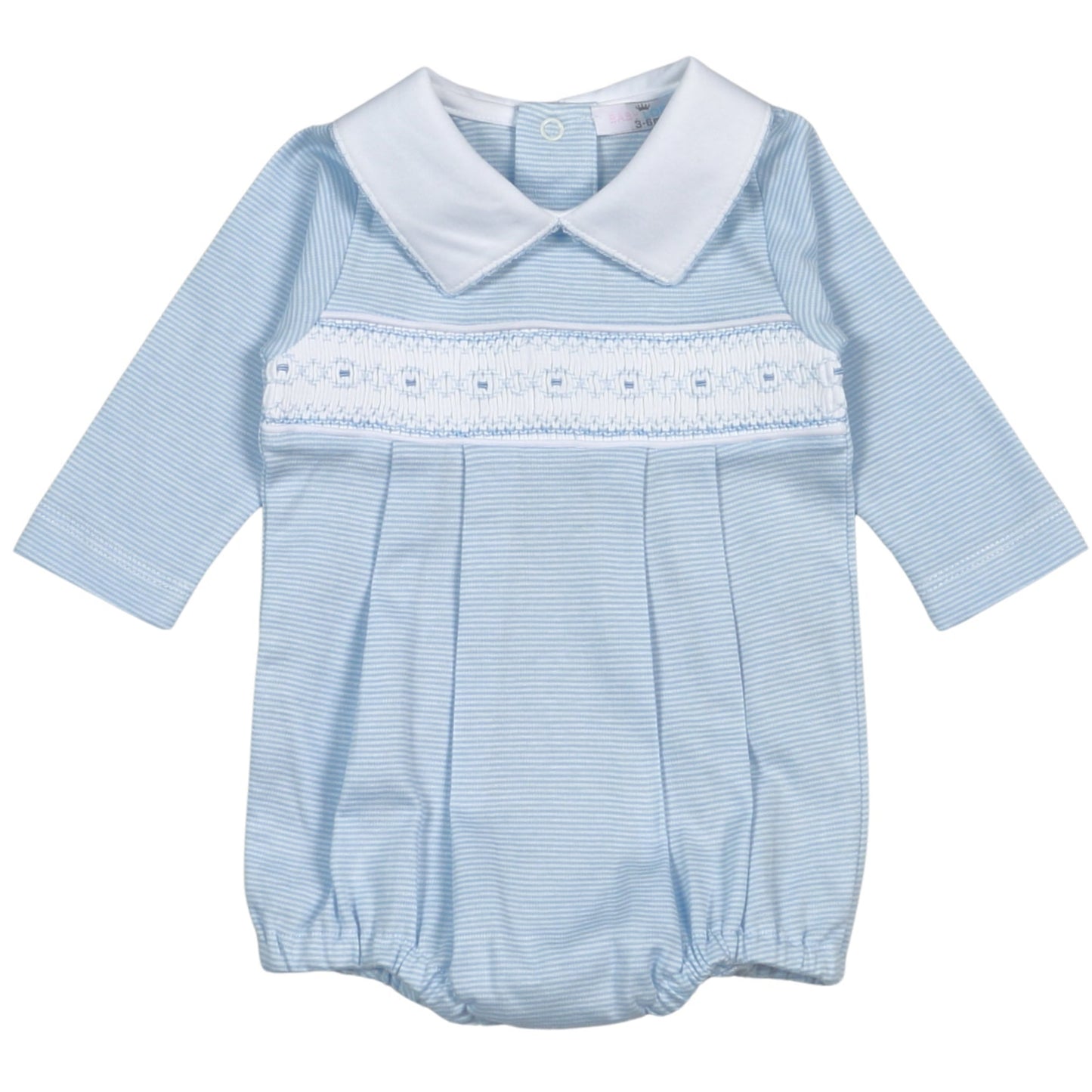 Blue Stripe Smocked L/S Bubble