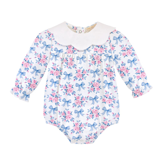 Blue Floral Bows Collar Bubble