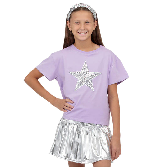 Sequin Star Tee - Lavender