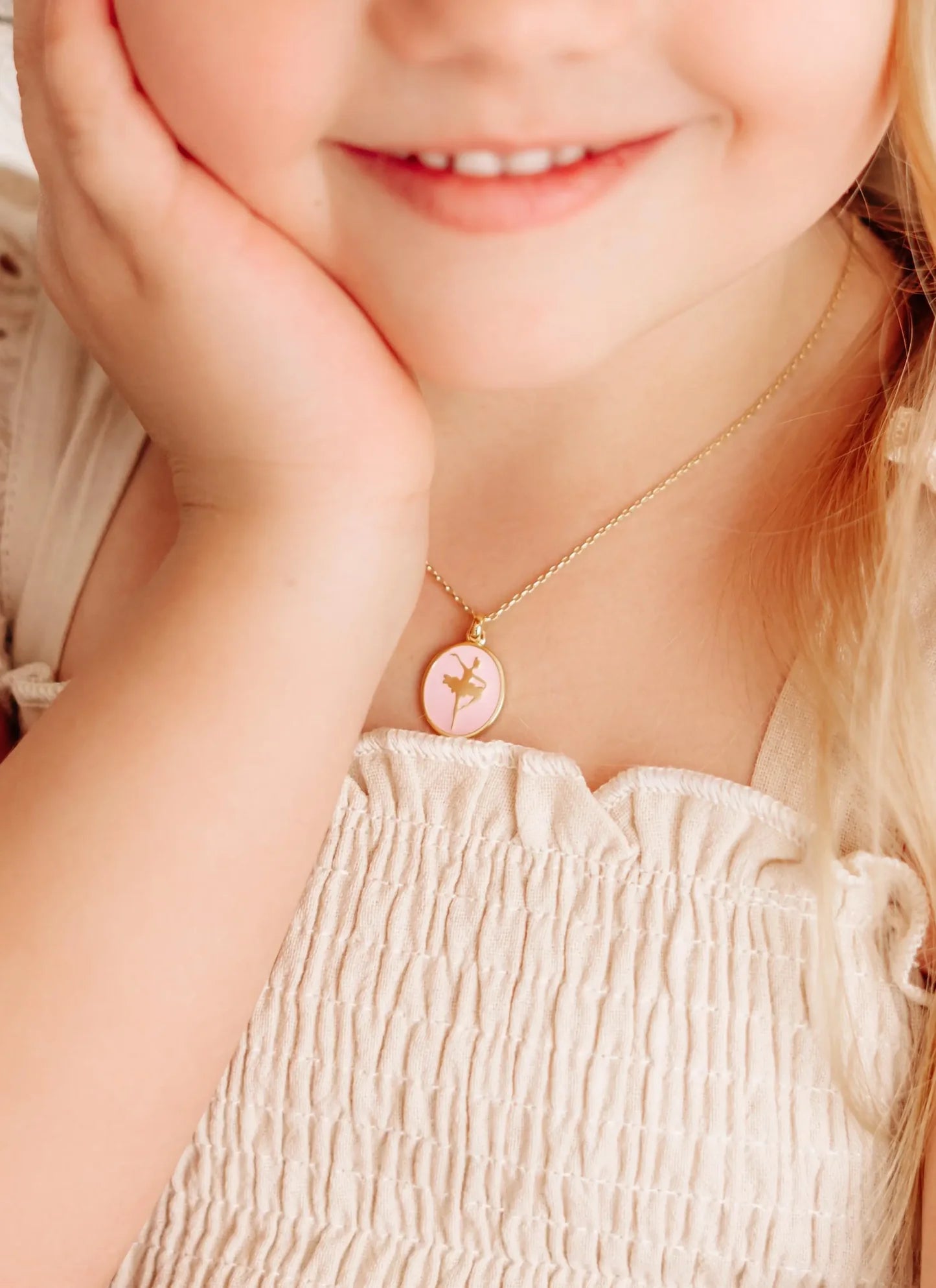 14K Gold-Pink Ballet Dancer Necklace