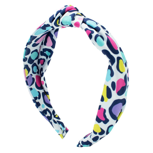 Bright Leopard Top Knot Headband