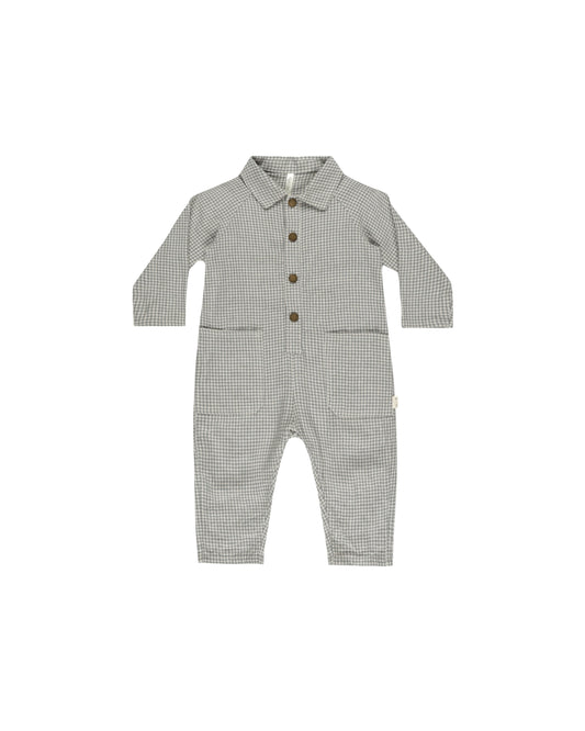 Collared Jumpsuit - Forest Gingham