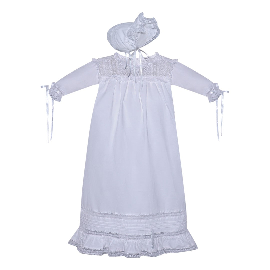 Sage Christening Gown - White