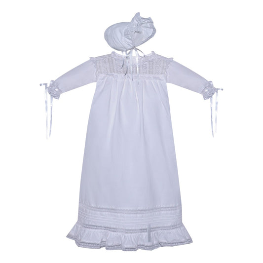 Sage Christening Gown - White