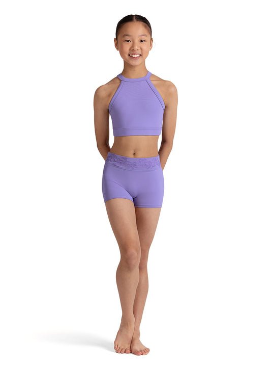 Emb. Mesh Crop Top - Lilac