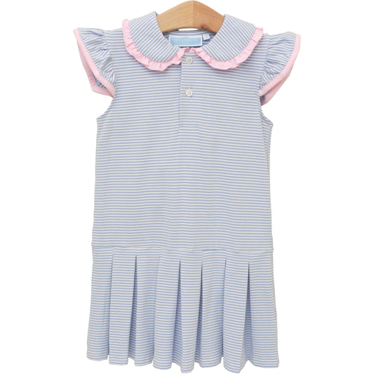 Camilla Dress - Dusty Blue Stripe & Lt. Pink