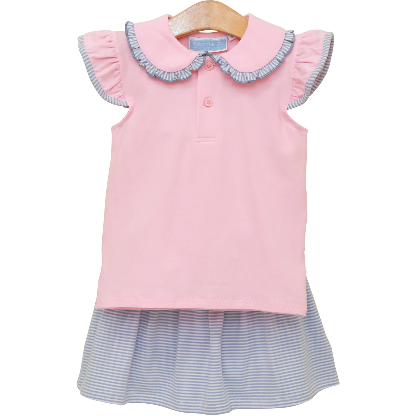 Camilla Skort Set - Light Pink & Dusty Blue Stripe