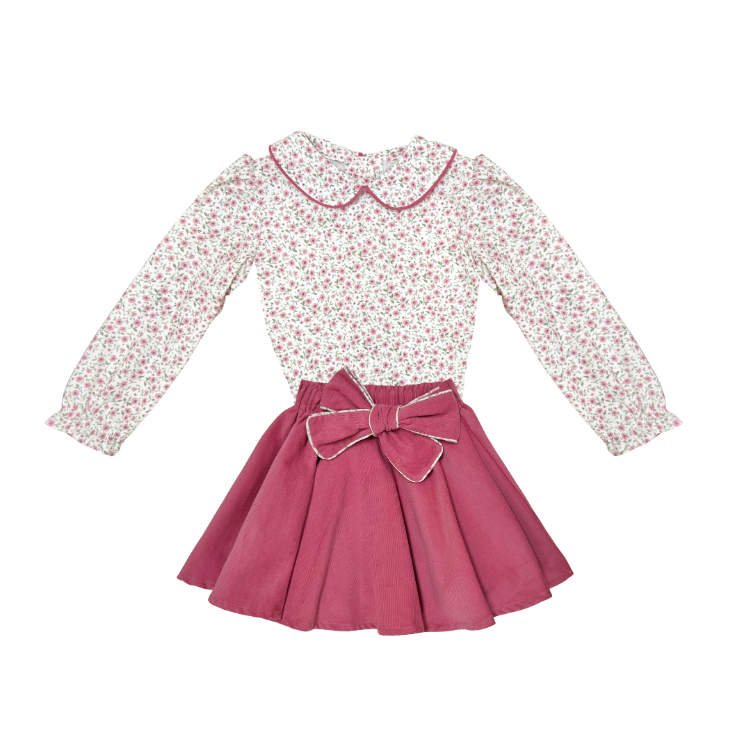 Tiny Pink Roses Garden Skirt Set