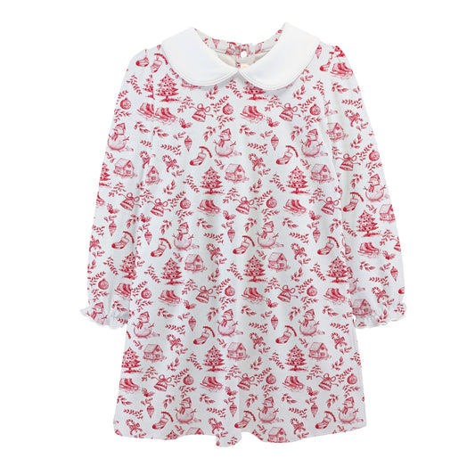 Christmas Toile Toddler Dress