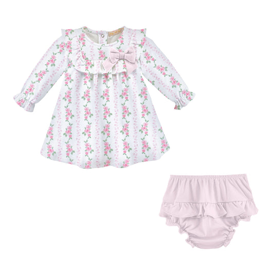 Soft Roses Ruffle Bow Dress