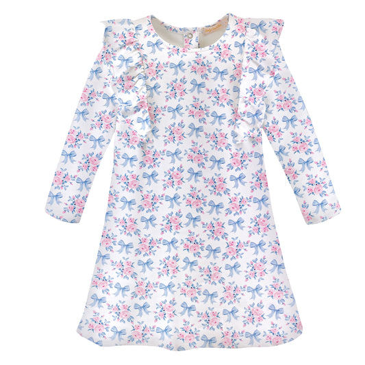 Blue Floral Bows Dress