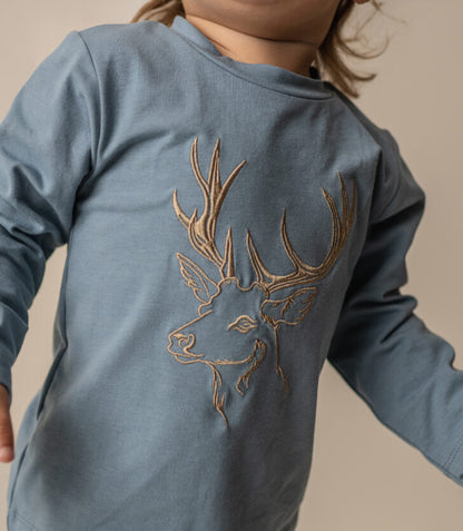 Deer Embroidery Pant Set