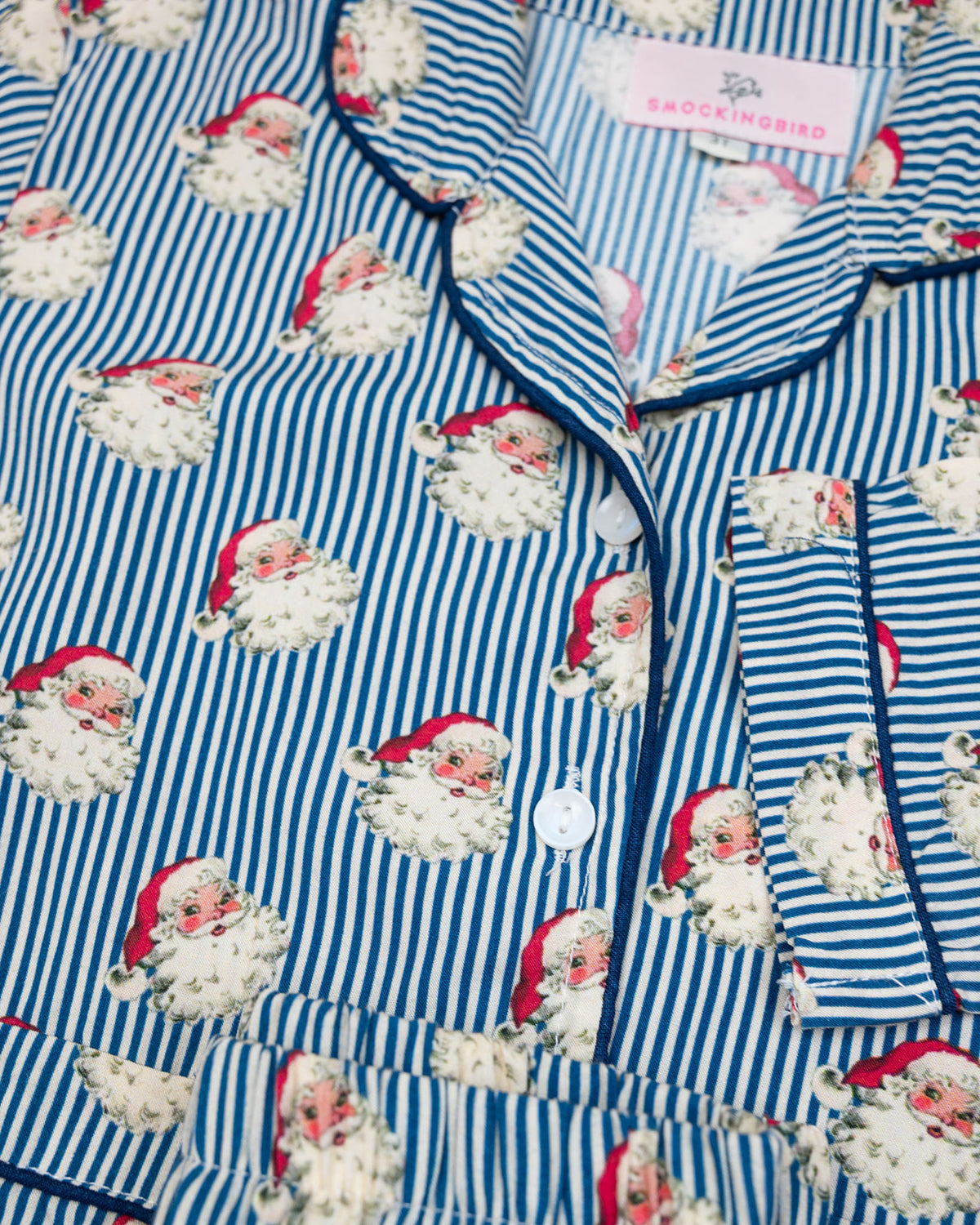 Navy Stripe Vintage Santa PJs