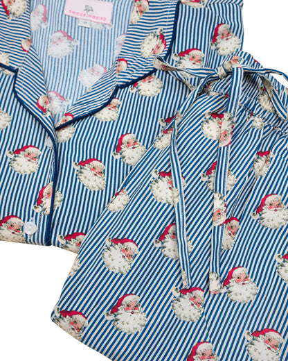 Navy Stripe Vintage Santa PJs