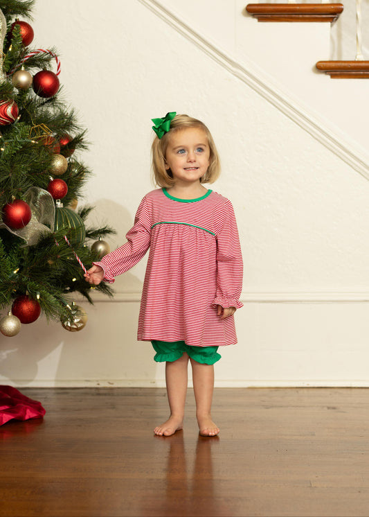 Ellie Bloomer Set - Red Stripe/Green