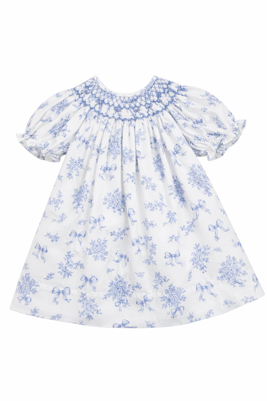 Evelyn Wht/Bl Floral Smocked Dress/171