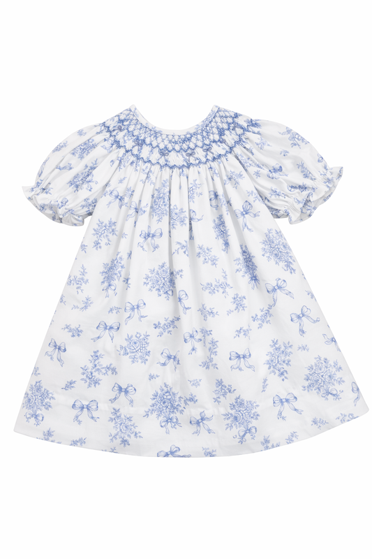 Evelyn Wht/Bl Floral Smocked Dress/171