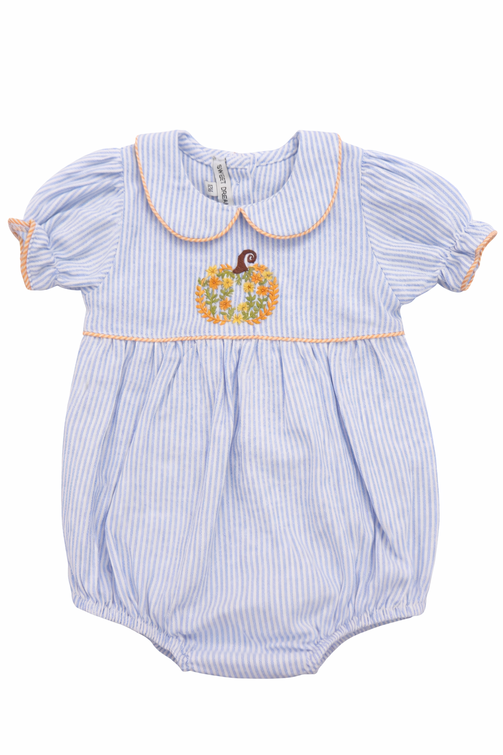 Pumpkin Emb Bl Stripe Bubble