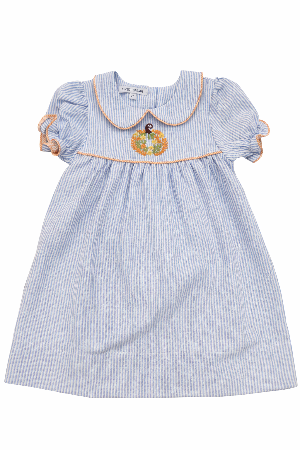 Pumpkin Emb Bl Stripe Dress-1471