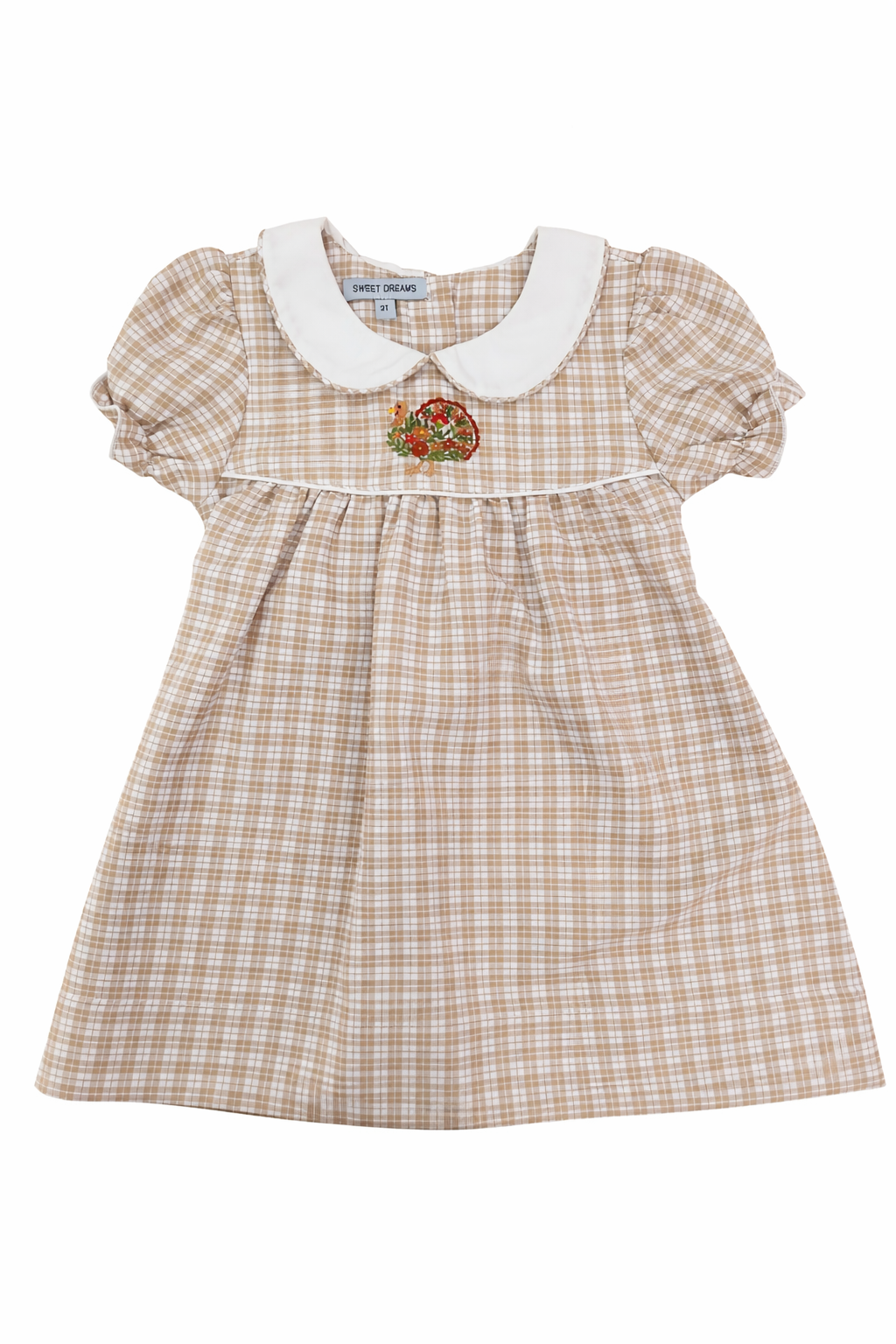 Turkey Emb Beige Plaid Drs-1477