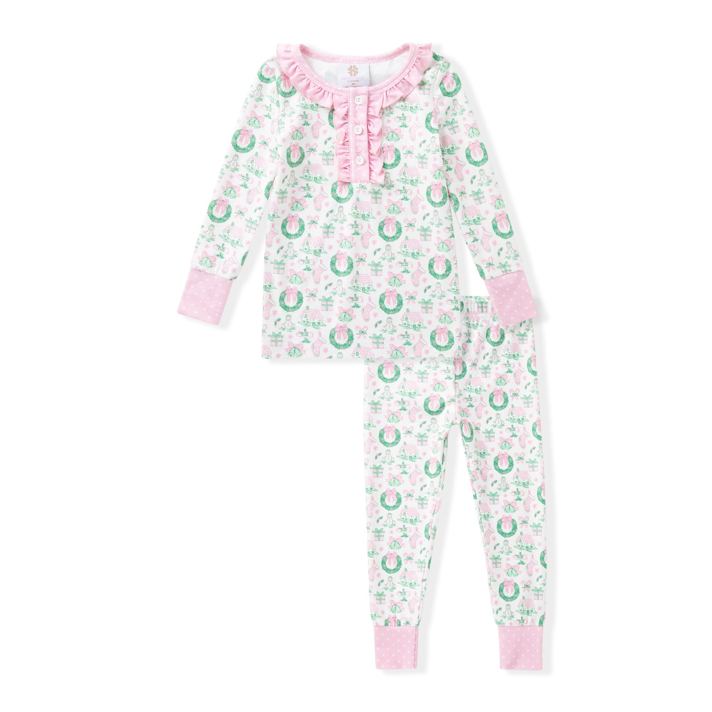 Pink & Green Christmas PJ Set