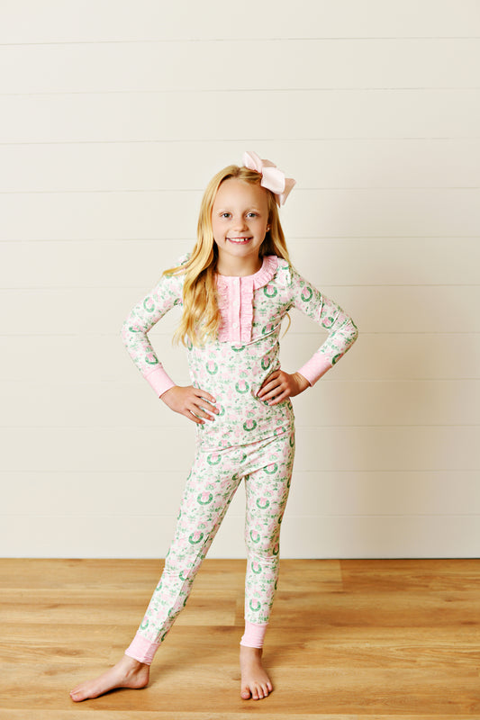 Pink & Green Christmas PJ Set