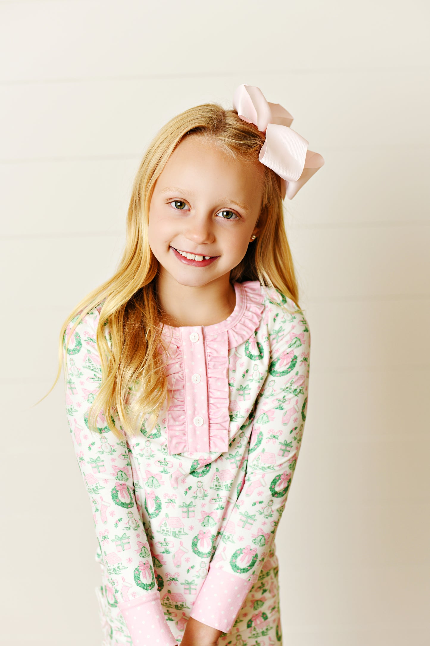 Pink & Green Christmas PJ Set
