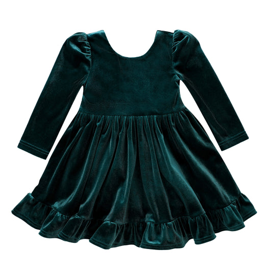 Hunter Green Velvet Dress
