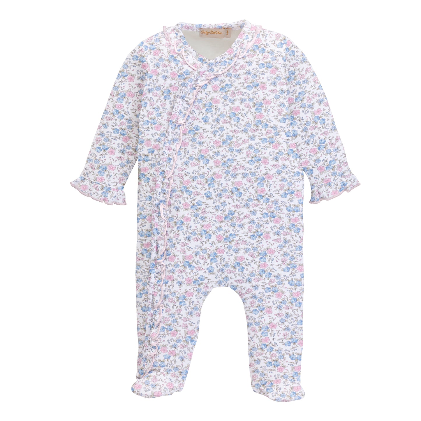 Tiny Soft Floral Ruffle Footie