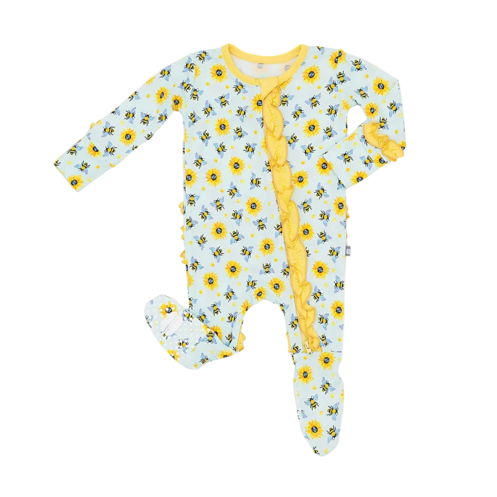 Honey Bees Ruffle Footie