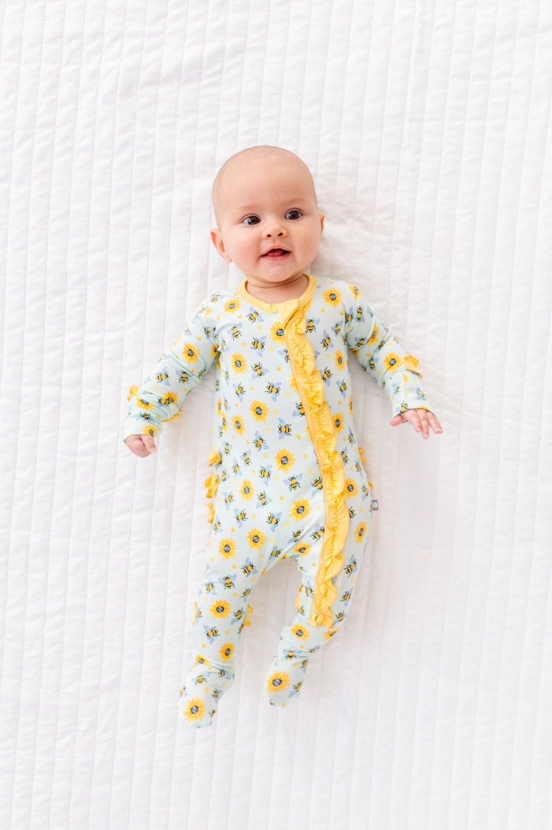 Honey Bees Ruffle Footie