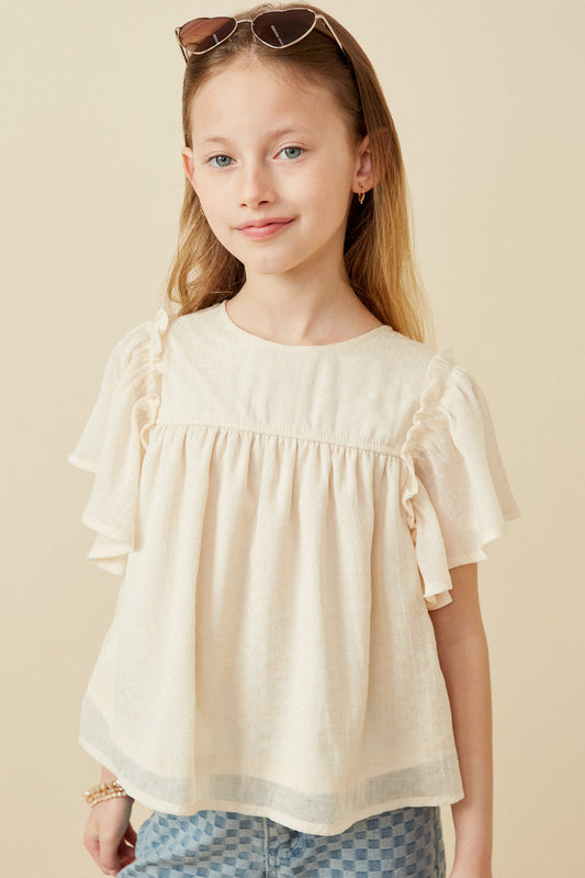 Ruffled Flutter Sleeve Top