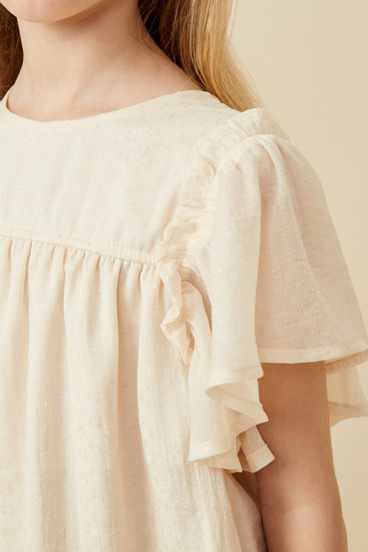 Ruffled Flutter Sleeve Top