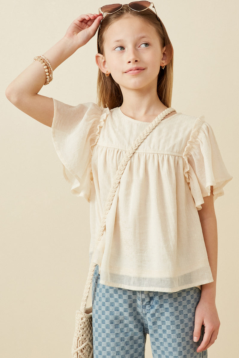 Ruffled Flutter Sleeve Top