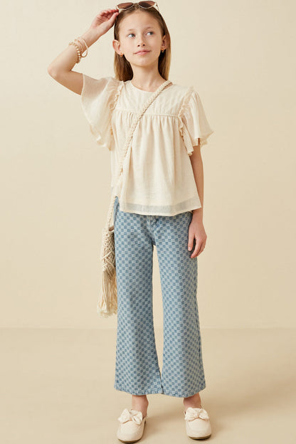 Ruffled Flutter Sleeve Top