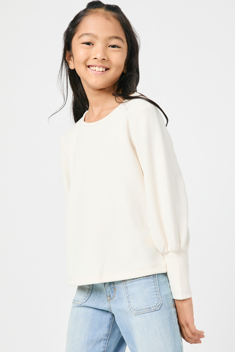 Textured Rib Cuff Knit Top