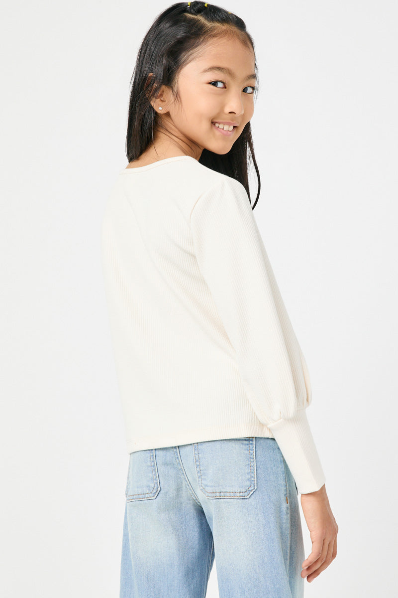 Textured Rib Cuff Knit Top