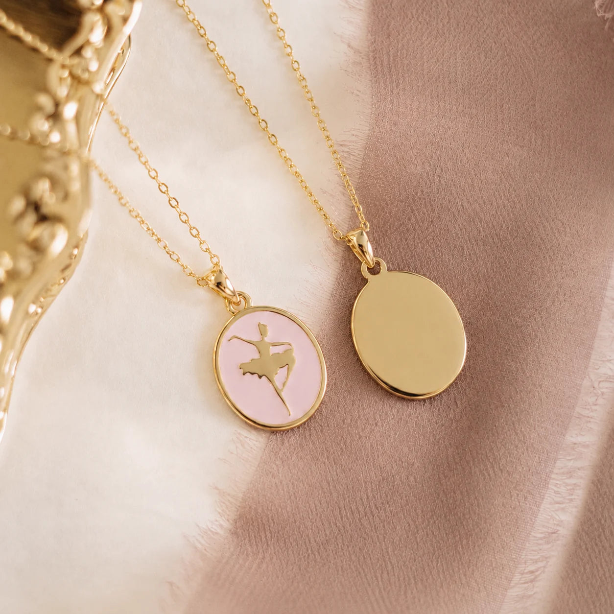 14K Gold-Pink Ballet Dancer Necklace
