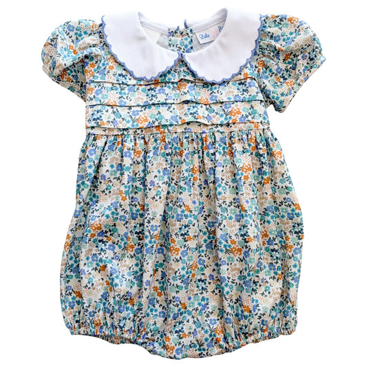 Blue Floral Collared Bubble