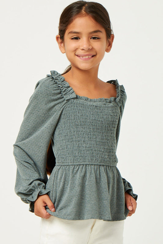 Ruffle Smocked Square Neck Top